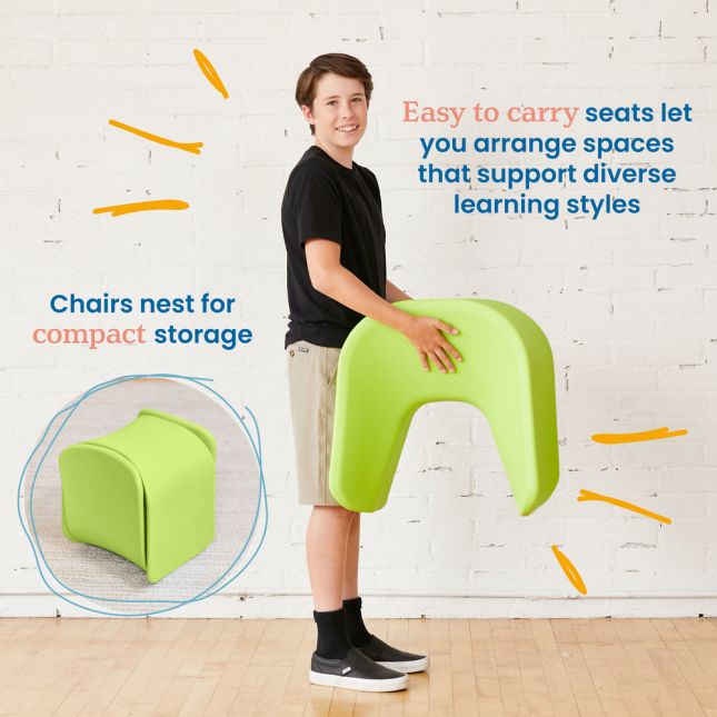 18" Wave Stool - Lime Green