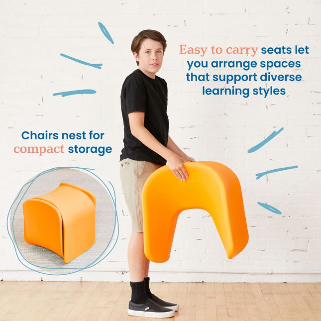 18" Wave Stool - Orange