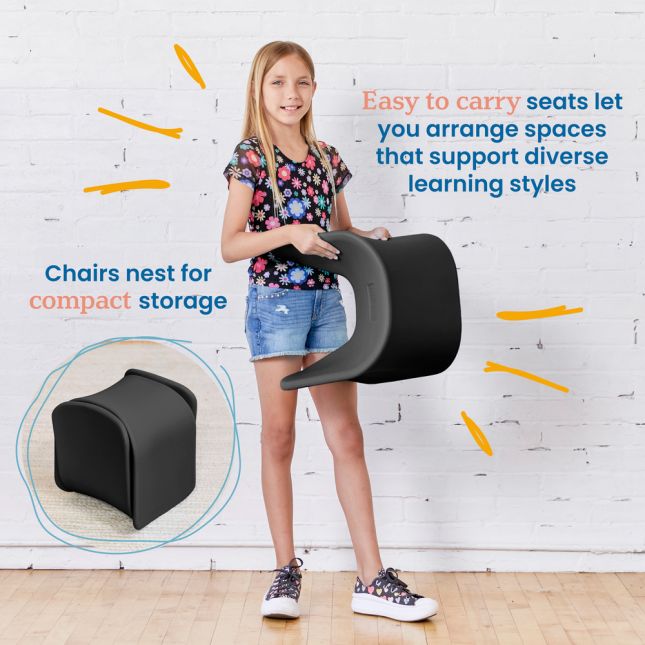 14" Wave Stool 2 Pack - Black