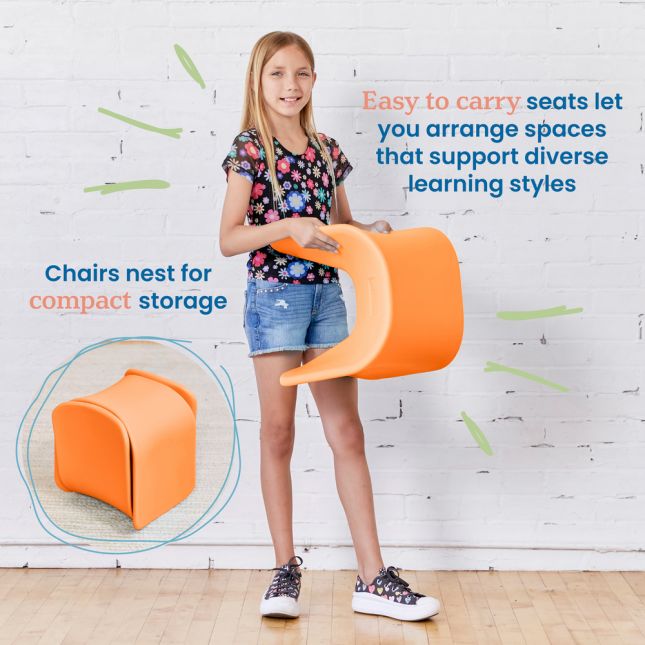 14" Wave Stool 2 Pack - Orange