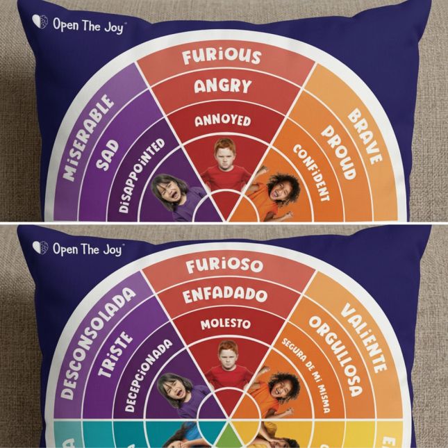 Weighted Emotions Wheel Pillow 16" English/Spanish Expressions - 3lbs