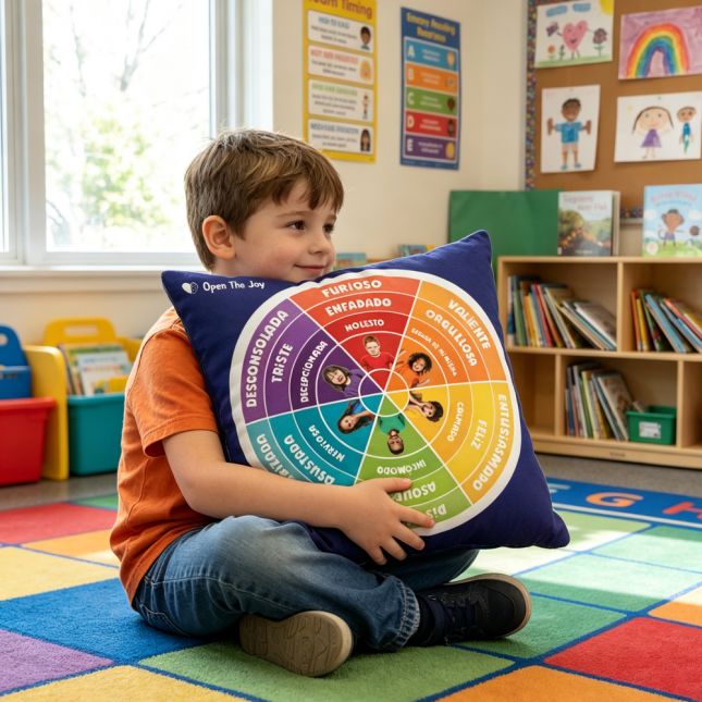 Weighted Emotions Wheel Pillow 16" English/Spanish Expressions - 3lbs