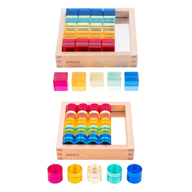 Gem Circles and Cubes with Mirror Trays - 50 pieces