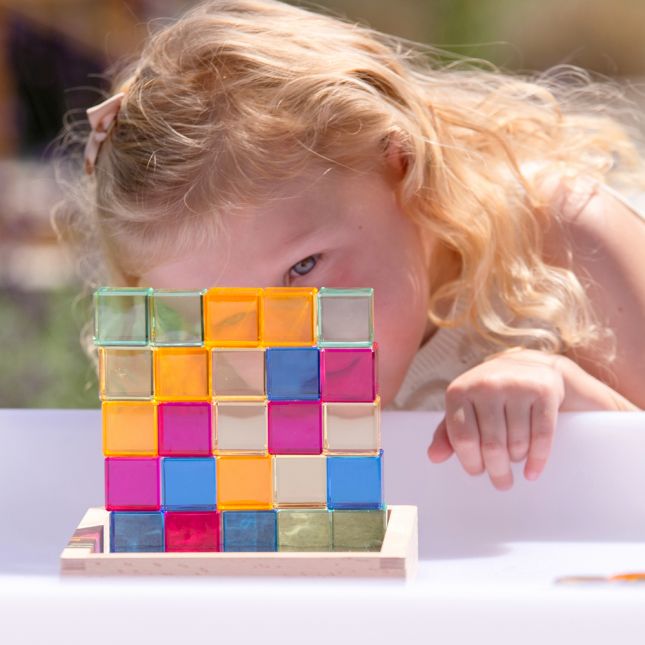 Gem Circles and Cubes with Mirror Trays - 50 pieces