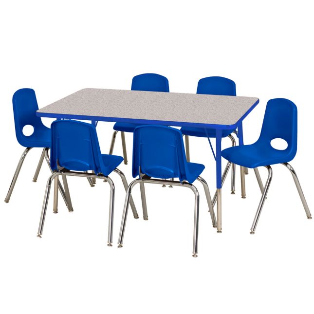 30" x 48" Rectangle Activity Table with Adjustable Swivel Glide Legs - Gray/Blue