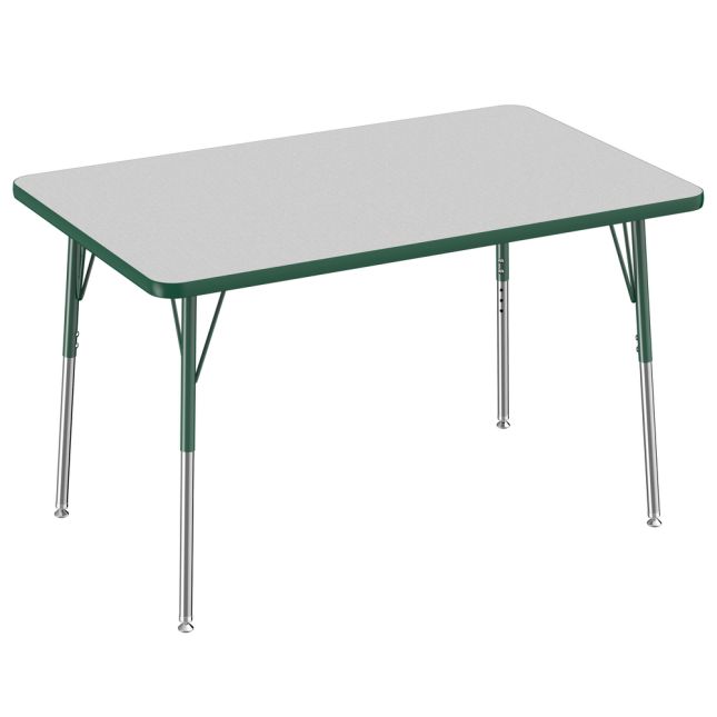 30" x 48" Rectangle Activity Table with Adjustable Swivel Glide Legs - Gray/Green