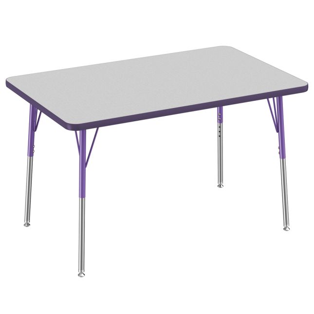 30" x 48" Rectangle Activity Table with Adjustable Swivel Glide Legs - Gray/Purple