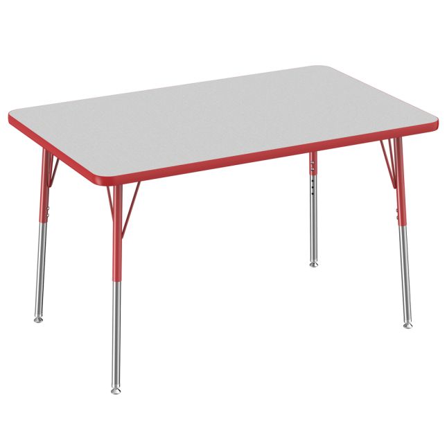 30" x 48" Rectangle Activity Table with Adjustable Swivel Glide Legs - Gray/Red