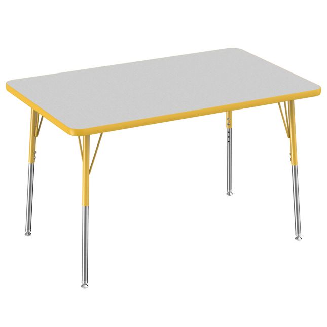 30" x 48" Rectangle Activity Table with Adjustable Swivel Glide Legs - Gray/Yellow