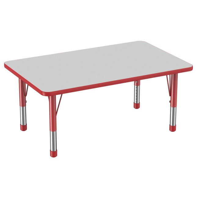 30" x 48" Rectangle Activity Table with Adjustable Chunky Legs - Gray/Red