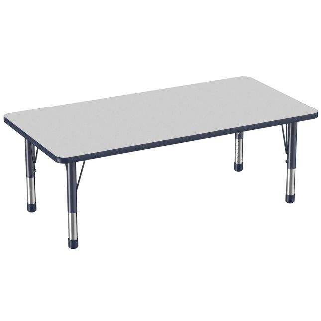 30" x 60" Rectangle Activity Table with Adjustable Chunky Legs - Gray/Navy
