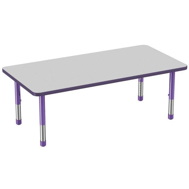 30" x 60" Rectangle Activity Table with Adjustable Chunky Legs - Gray/Purple
