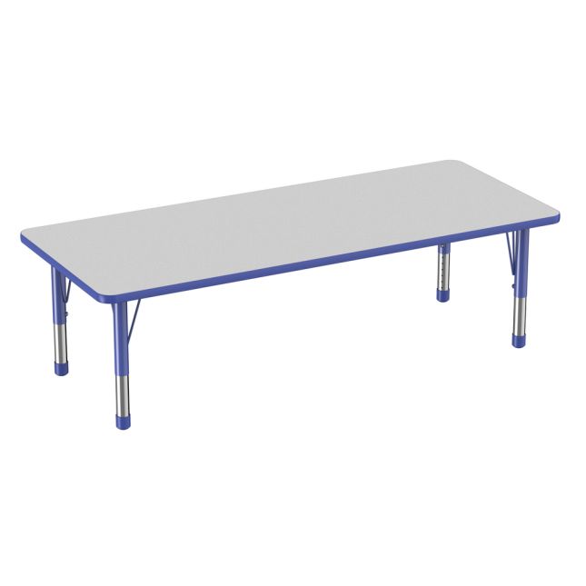 30" x 72" Rectangle Activity Table with Adjustable Chunky Legs - Gray/Blue