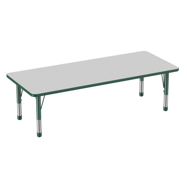30" x 72" Rectangle Activity Table with Adjustable Chunky Legs - Gray/Green