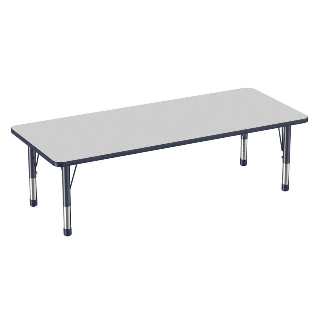 30" x 72" Rectangle Activity Table with Adjustable Chunky Legs - Gray/Navy