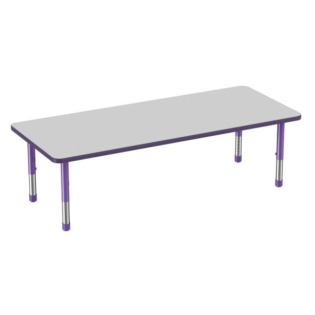 30" x 72" Rectangle Activity Table with Adjustable Chunky Legs - Gray/Purple