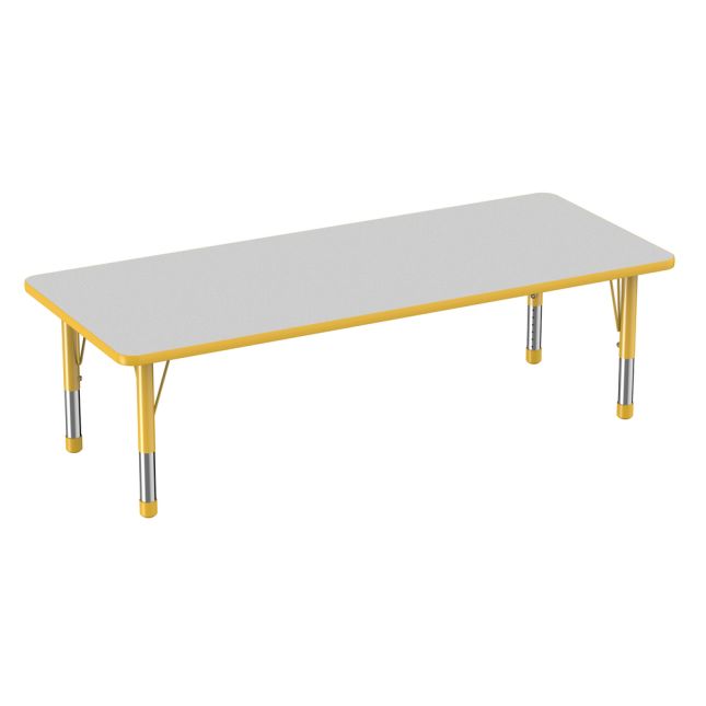 30" x 72" Rectangle Activity Table with Adjustable Chunky Legs - Gray/Yellow