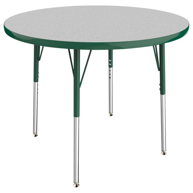36" Round Activity Table with Adjustable Swivel Glide Legs - Gray/Green