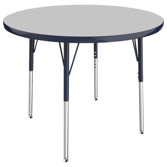 36" Round Activity Table with Adjustable Swivel Glide Legs - Gray/Navy
