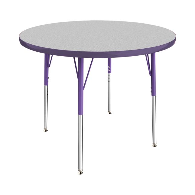 36" Round Activity Table with Adjustable Swivel Glide Legs - Gray/Purple