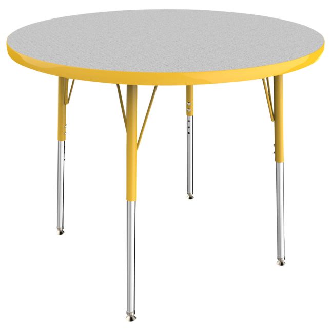 36" Round Activity Table with Adjustable Swivel Glide Legs - Gray/Yellow