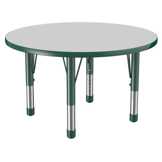 36" Round Activity Table with Adjustable Chunky Legs - Gray/Green