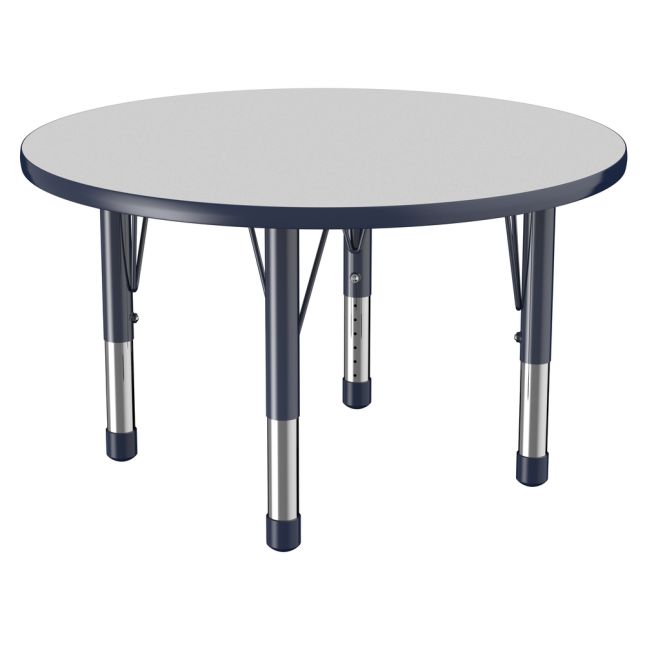 36" Round Activity Table with Adjustable Chunky Legs - Gray/Navy