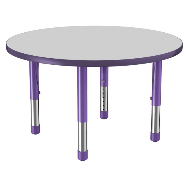 36" Round Activity Table with Adjustable Chunky Legs - Gray/Purple