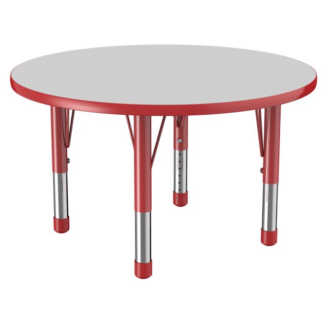 36" Round Activity Table with Adjustable Chunky Legs - Gray/Red