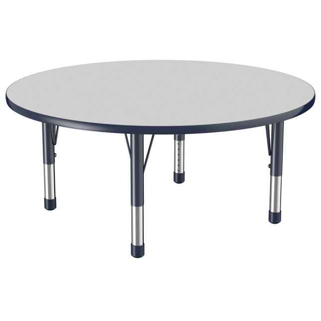 48" Round Activity Table with Adjustable Chunky Legs - Gray/Navy