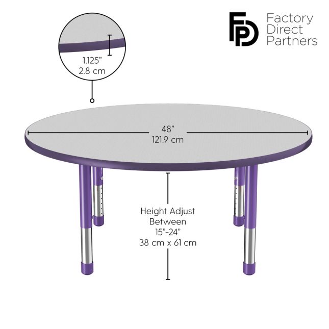 48" Round Activity Table with Adjustable Chunky Legs - Gray/Purple