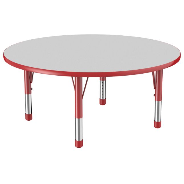 48" Round Activity Table with Adjustable Chunky Legs - Gray/Red