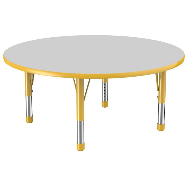 48" Round Activity Table with Adjustable Chunky Legs - Gray/Yellow