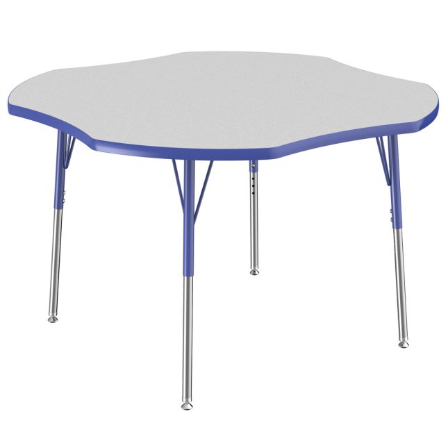 48" x 48" Clover Activity Table with Adjustable Swivel Glide Legs - Gray/Blue
