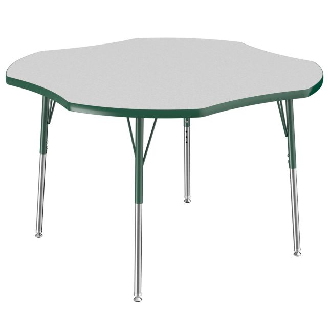 48" x 48" Clover Activity Table with Adjustable Swivel Glide Legs - Gray/Green