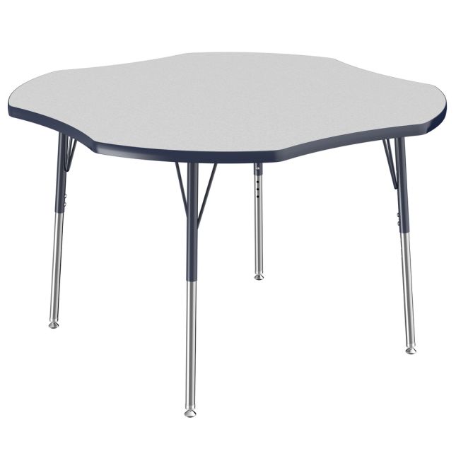 48" x 48" Clover Activity Table with Adjustable Swivel Glide Legs - Gray/Navy