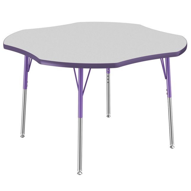 48" x 48" Clover Activity Table with Adjustable Swivel Glide Legs - Gray/Purple