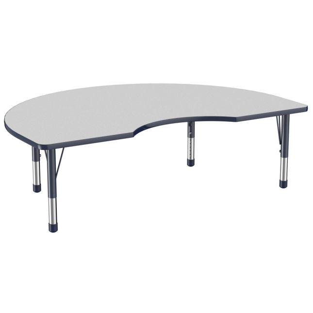 48" x 72" Kidney Activity Table with Adjustable Chunky Legs - Gray/Navy