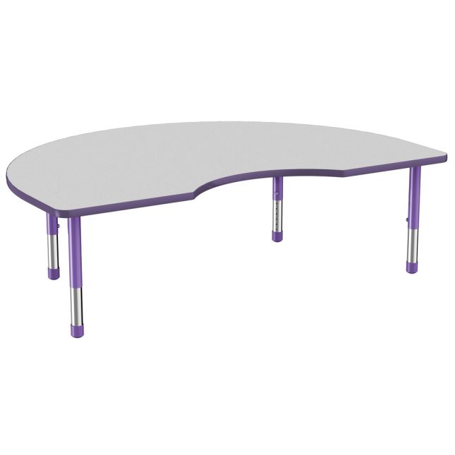 48" x 72" Kidney Activity Table with Adjustable Chunky Legs - Gray/Purple