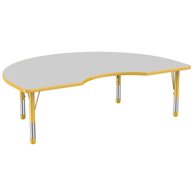 48" x 72" Kidney Activity Table with Adjustable Chunky Legs - Gray/Yellow