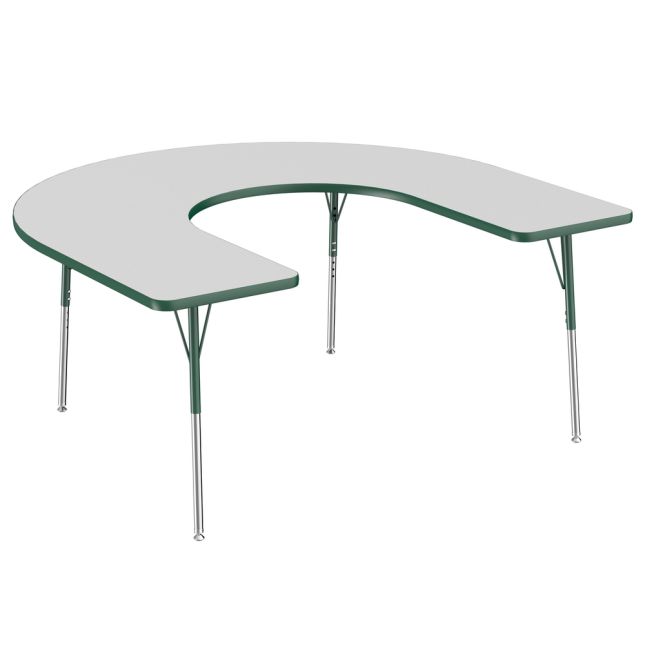 60" x 66" Horseshoe Activity Table with Adjustable Swivel Glide Legs - Gray/Green