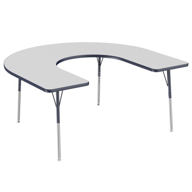 60" x 66" Horseshoe Activity Table with Adjustable Swivel Glide Legs - Gray/Navy