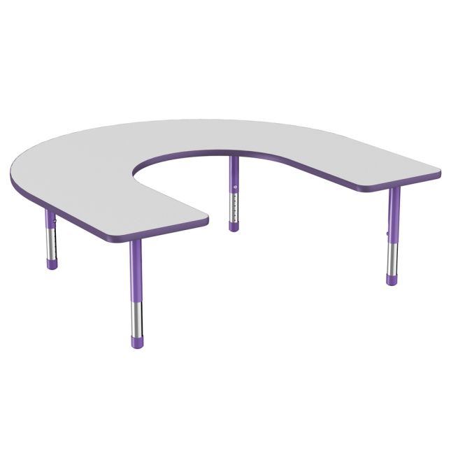 60" x 66" Horseshoe Activity Table with Adjustable Chunky Legs - Gray/Purple