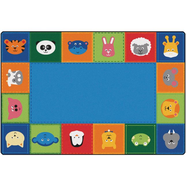 KIDSoft™ Baby Animals Border Rug Classic Colors -