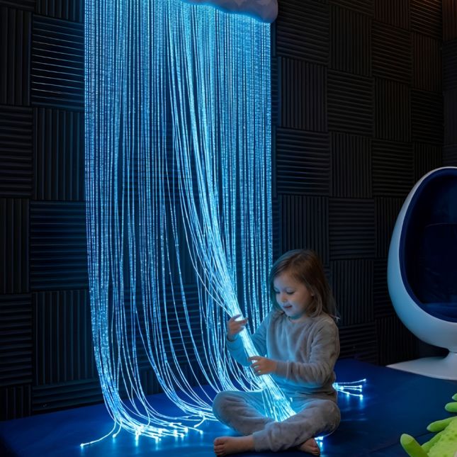100 Strand Fiber Optic Light Curtain - 8 Color Settings