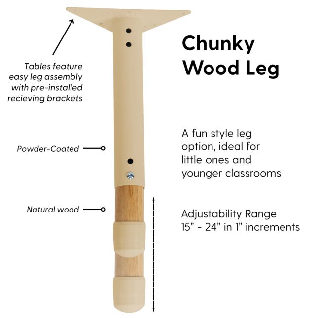 48" x 48" Clover Activity Table with Adjustable Chunky Wood Legs - Maple Grain/Natural Wood