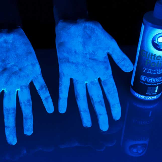 Glitter Bug Lotion  Black Light Germ Illuminating Kit - 1 bottle of lotion, 1 black light