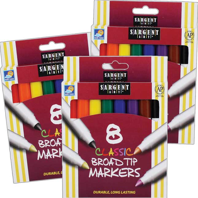 Sargent Art 8-ct. Classic Broad Tip Markers - 3 Boxes