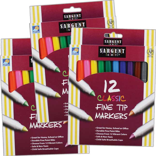 Sargent Art 12ct. Classic Fine Tip Markers - 3 Boxes