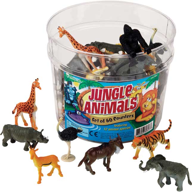 Jungle Animal Counters - Set Of 60